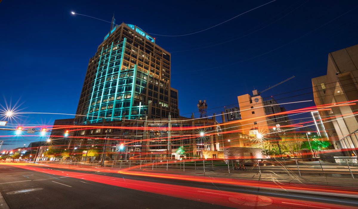 April is Sexual Assault Awareness Month. Phoenix City Hall shines bright in teal, supporting the Let's Talk Teal strategic initiative.

If you or someone you know needs support, help is available. Visit phoenix.gov/letstalkteal for a list of resources and more information.