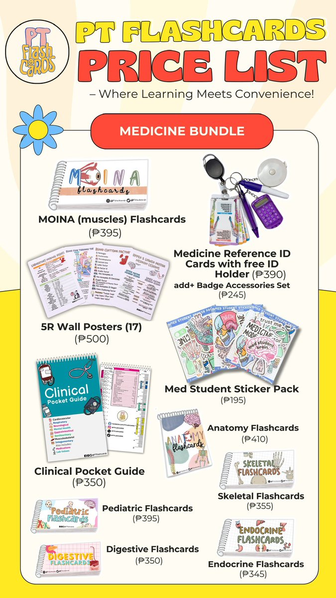 Updated Prices Are Here + Course Bundles Available!
We’ve refreshed our price list to make our Flashcards and Booklets even more accessible for all medical and allied health students—whether you’re in PT, Nursing, Medicine, OT, or any healthcare field.