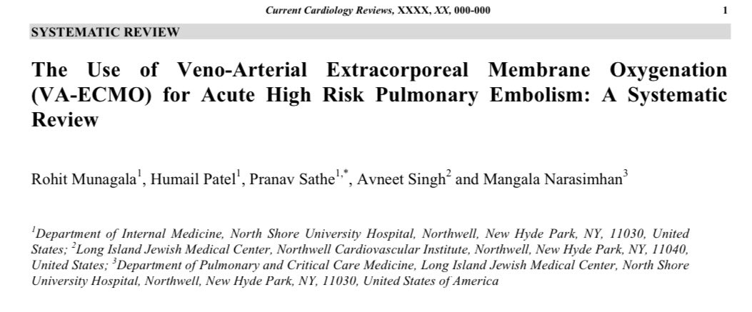 Humail Patel (@humailpatel) on Twitter photo Excited to share our review on high risk PE and VA-ECMO!! A collaborative effort between <a href="/Northwell_IM/">Northwell IM Residency</a>, dept of PCCM, and cardiovascular institute #northwellcvi of <a href="/HofNorthwellDOM/">Northwell Department of Medicine</a>
<a href="/NorthwellChiefs/">Northwell Internal Medicine Chief Residents</a>
benthamdirect.com/content/journa… Excited to share our review on high risk PE and VA-ECMO!! A collaborative effort between <a href="/Northwell_IM/">Northwell IM Residency</a>, dept of PCCM, and cardiovascular institute #northwellcvi of <a href="/HofNorthwellDOM/">Northwell Department of Medicine</a>
<a href="/NorthwellChiefs/">Northwell Internal Medicine Chief Residents</a>
benthamdirect.com/content/journa…