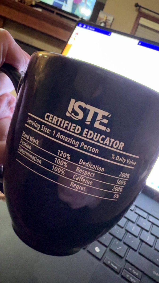 My new Sunday night hot tea mug. It represents 18 months of work on top of my doctorate coursework and my “day” job. It kicks up my tea game for sure!
#ISTEcert <a href="/ISTEofficial/">ISTE</a> #alwayshustlin