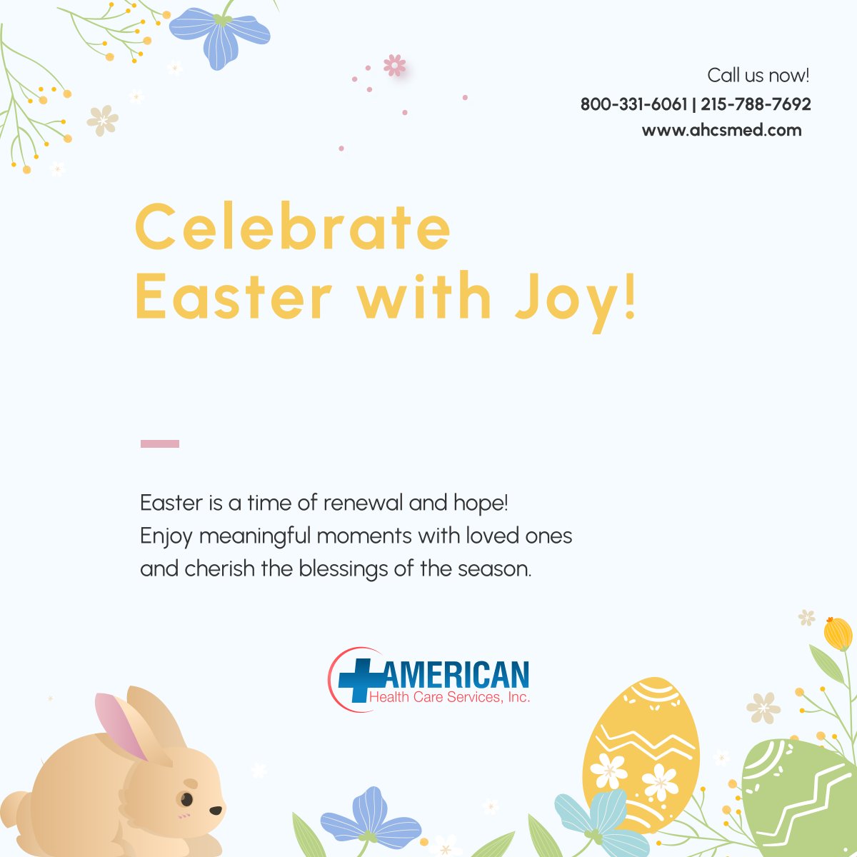 americanhcs's tweet photo. Wishing you a joyous Easter filled with love and renewal! Celebrate the season with family, faith, and gratitude. 

#EasterSunday #SpringCelebration #FamilyTime https://t.co/XCBkKIe2Ce