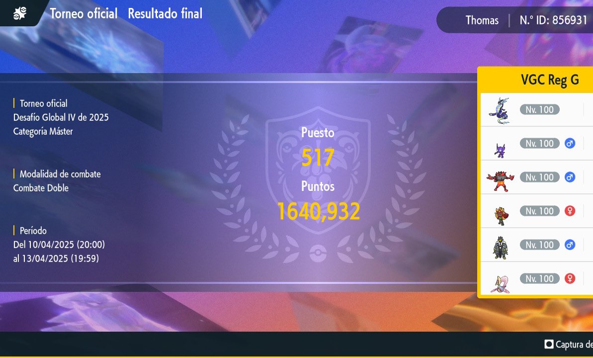 Con 24 partidas quise asegurar el top 256, quizá pude haber seguido, ya que el equipo daba para más pero meh, igual contento porque en cada GC que juego me va mejor que el anterior, me he demostrado ser constante y desde que empecé a competir este año que he ido mejorando