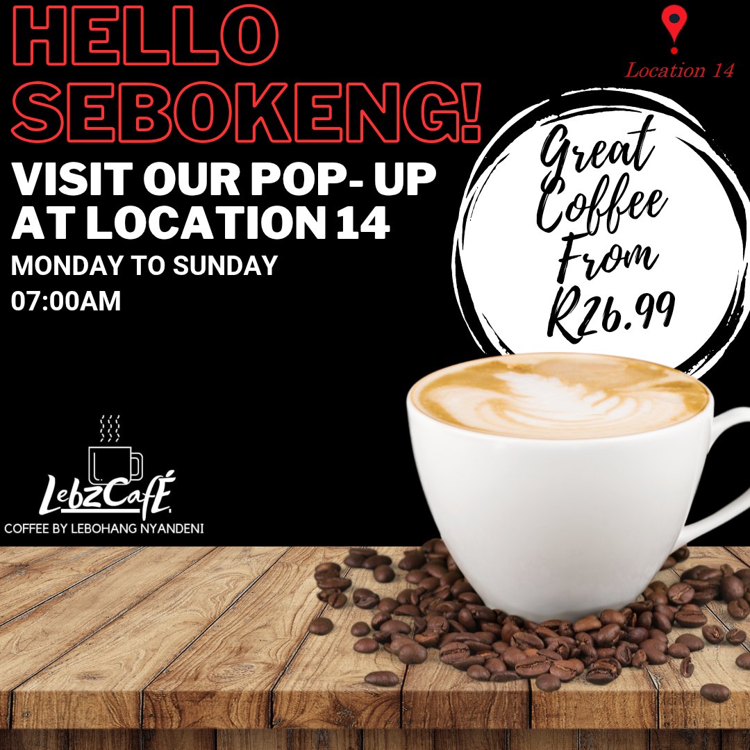 LebzCafe's tweet photo. Hello Sebokeng😍
We’re excited to announce the New LebzCafé Pop-Up at Location 14! Great kasi street food meets great kasi coffee 😁 Join us for a delightful experience featuring our signature iKoffie  Instant Coffee, available for purchase along with our exclusive iKoffie Merch. https://t.co/tmm1zzmqe2