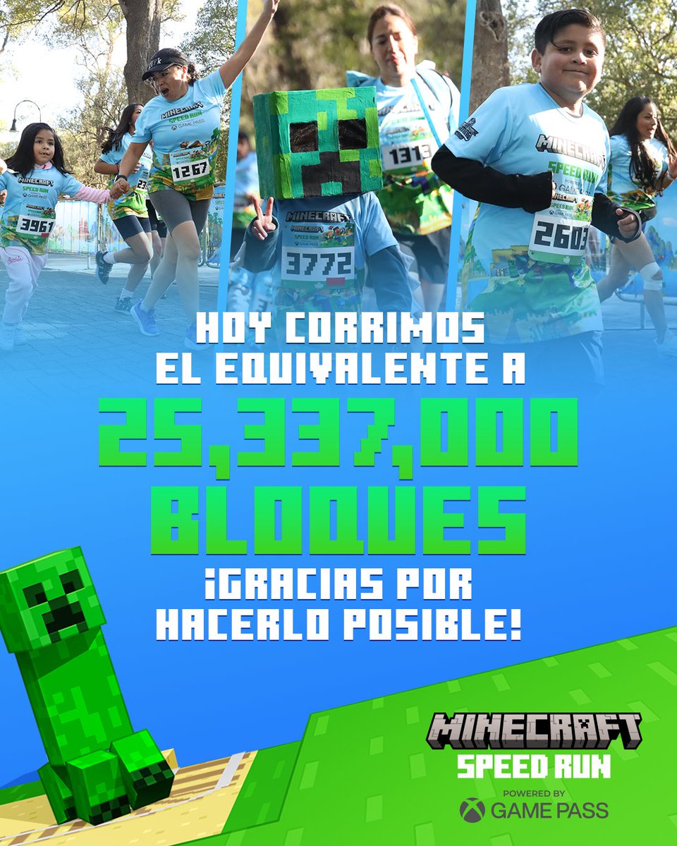 XboxMexico's tweet image. ⁠Lo más épico no fue la distancia, sino hacerla juntos. #MinecraftRun