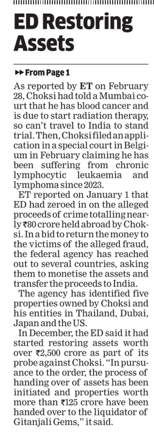 raghavohri0's tweet image. First in ET: Belgian Police arrests fugitive diamond merchant Mehul Choksi and key accused in $2 billion PNB scam
Arrest made at the behest of CBI. Choksi still behind bars in a Belgian jail. Will push for bail on health grounds.
shorturl.at/KZaaC
@EconomicTimes