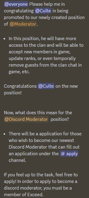 Congratulations Culte on the promotion to Moderator!