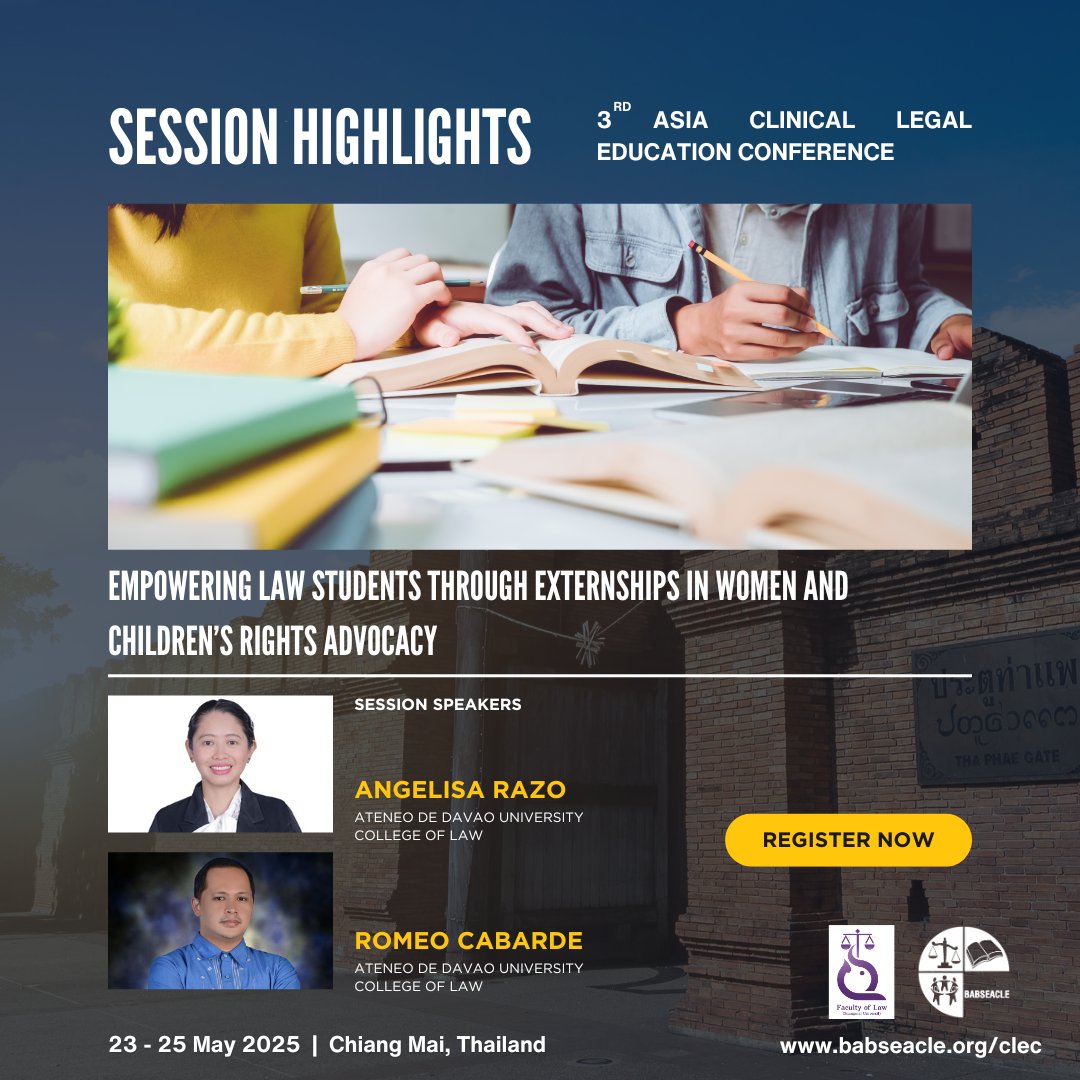 How can legal clinics be developed to provide sustainable support within justice systems for marginalized communities?

This session looks at structured CLE externships, building law students' advocacy skills for women’s and children’s rights.

Register: babseacle.org/clec