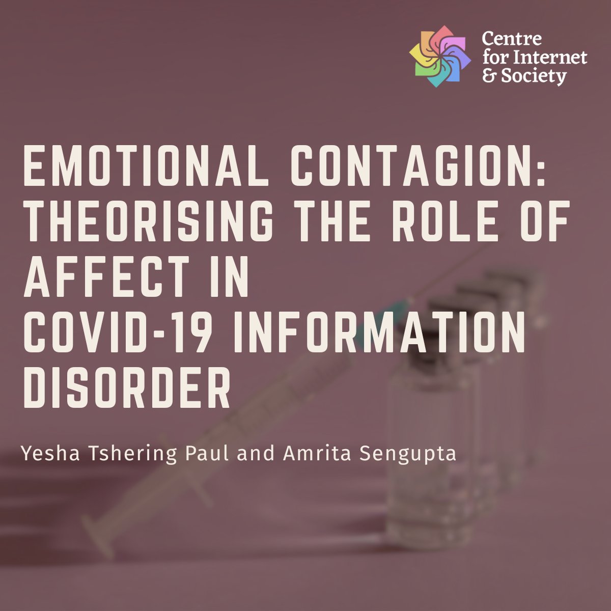 Centre for Internet and Society (@cis_india) on Twitter photo 📢📢In "Emotional Contagion: Theorising the Role of Affect in COVID-19 Information Disorder", <a href="/oldpinkdog/">Yesha Tshering Paul</a> & <a href="/iamgondogol/">Amrita Sengupta</a> explore affect's role by analysing the emotional aspects of info processing for COVID vaccine-related misinfo. #COVID19
Read more: shorturl.at/6Hsqv 📢📢In "Emotional Contagion: Theorising the Role of Affect in COVID-19 Information Disorder", <a href="/oldpinkdog/">Yesha Tshering Paul</a> & <a href="/iamgondogol/">Amrita Sengupta</a> explore affect's role by analysing the emotional aspects of info processing for COVID vaccine-related misinfo. #COVID19
Read more: shorturl.at/6Hsqv
