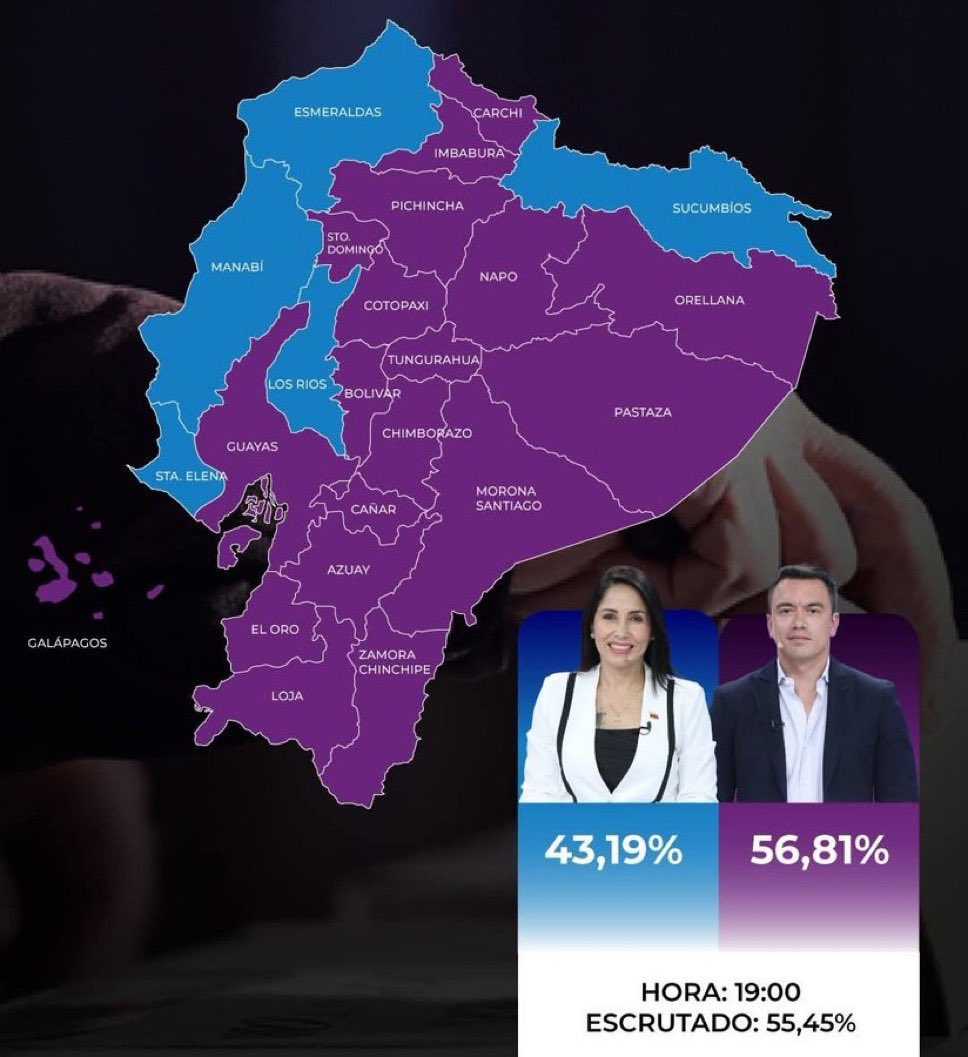 OjoSecoEcuador's tweet photo. #ATENCIÓN‼️| Así queda hasta el momento el mapa de los candidatos que ganan en cada provincia. https://t.co/unNSbPw0vY