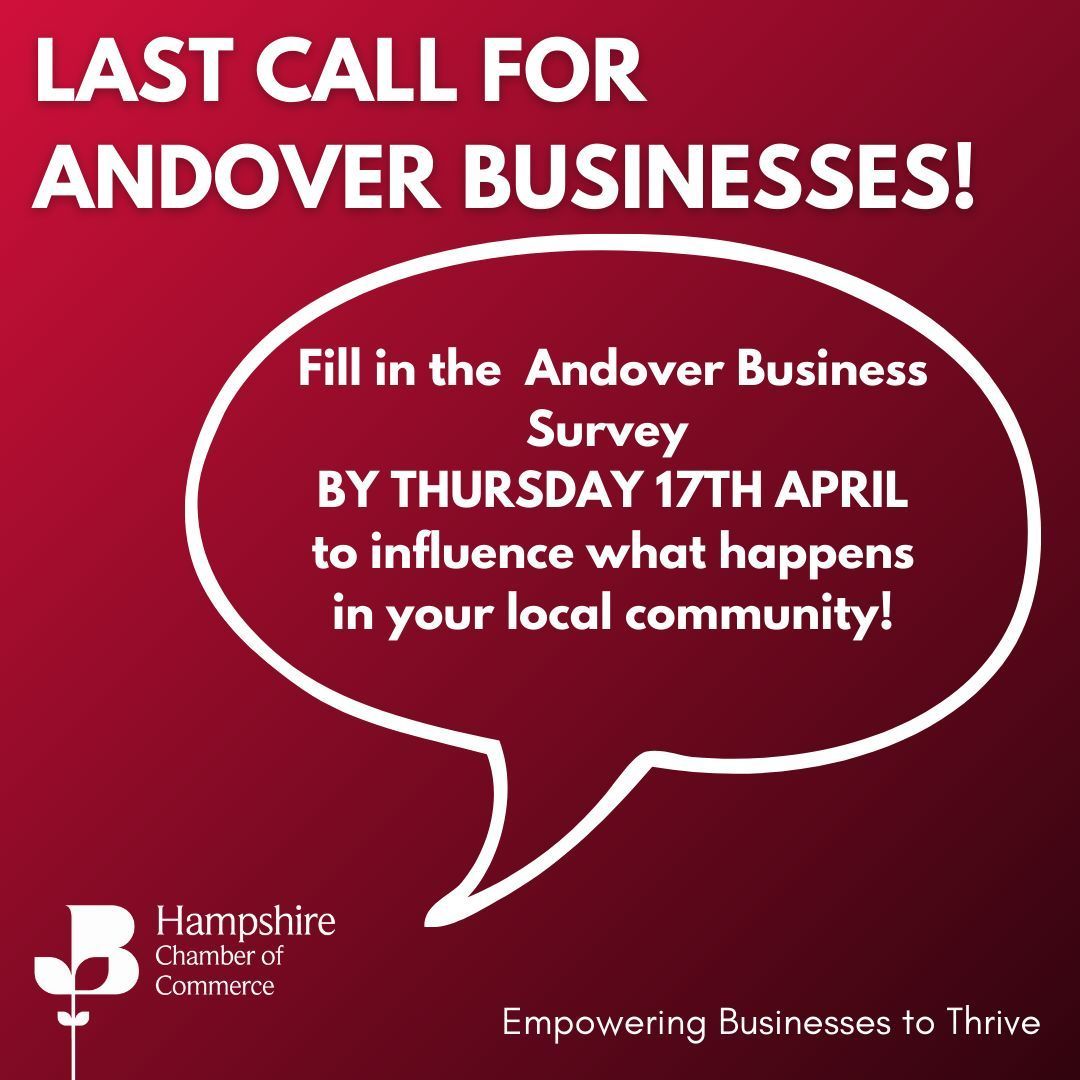 Hampshire Chamber of Commerce (@hantschamber) on Twitter photo 📢 Last Call! Fill in the Andover Business Survey by 17th April to have your say!
⌛ Time is running out to complete the Andover Business Survey and shape the future of your local business community!
Have your say today👉 buff.ly/MA9yakR
<a href="/neilpoynter/">Neil Poynter</a> <a href="/RossMcNally6/">Ross McNally</a> 📢 Last Call! Fill in the Andover Business Survey by 17th April to have your say!
⌛ Time is running out to complete the Andover Business Survey and shape the future of your local business community!
Have your say today👉 buff.ly/MA9yakR
<a href="/neilpoynter/">Neil Poynter</a> <a href="/RossMcNally6/">Ross McNally</a>