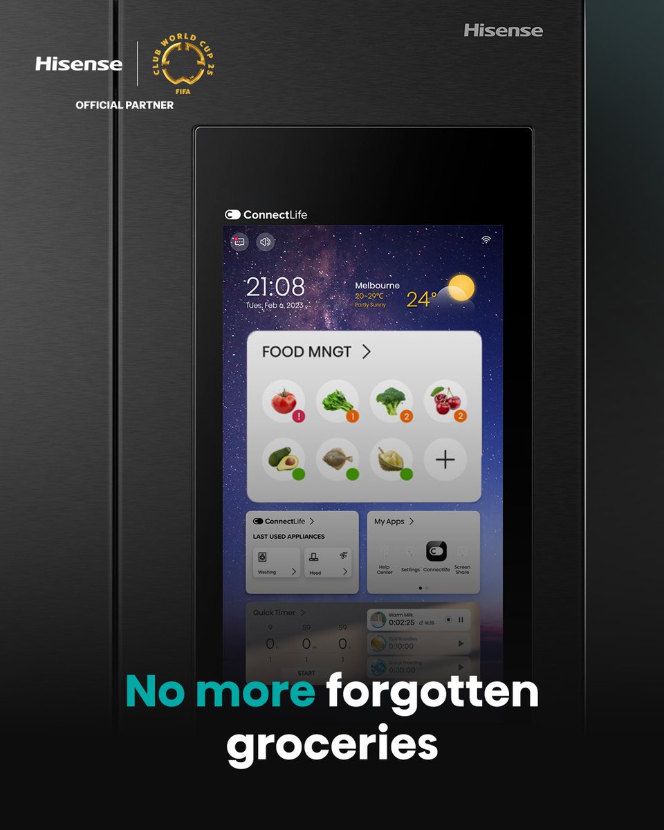 HisenseIntl's tweet photo. With the PureFlat Smart, you’ll always come home to fresh quality ingredients😉
🥗 Food Inventory
📝 Message Board
✨ Antibacterial Guard
Elevate your kitchen at home with the newest culinary assistant today.
#Hisense #HisenseRefrigerator #PureFlat #Tech #Quality https://t.co/EvhDX3w7ac