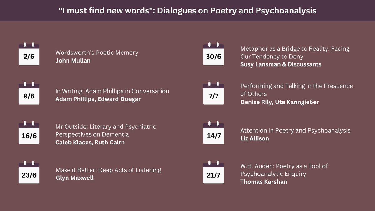 theIoPA's tweet image. 📢Register now for Maudsley Lectures in Psychoanalysis | &quot;I must find new words&quot;: Dialogues on Poetry and Psychoanalysis.
 
📅Mondays | 2nd June to 21st July 2025 | 7:30pm - 9:00pm (BST)
🔗ow.ly/4e3q50Vzbgc