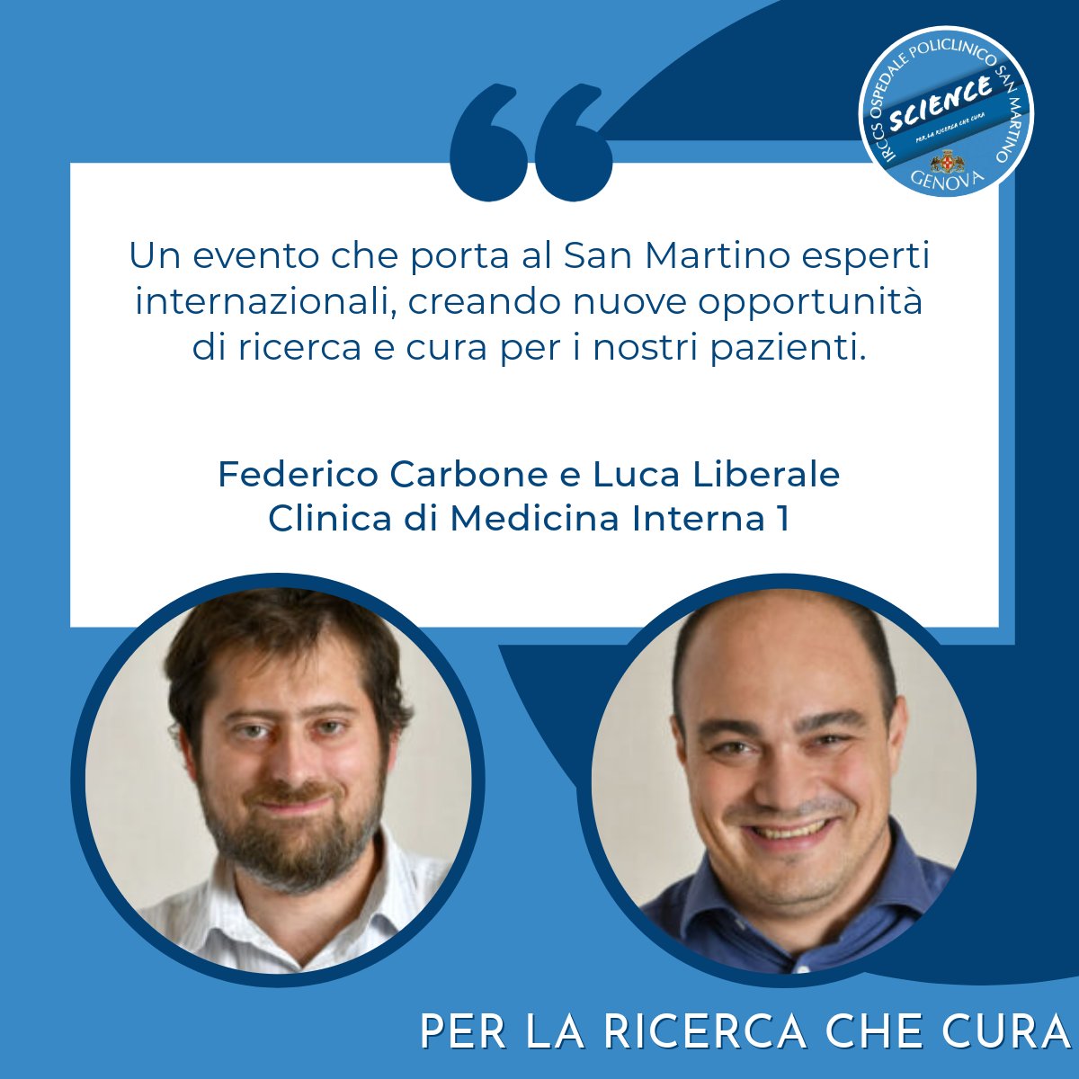 Ospedale San Martino Genova (@sanmartino_ge) on Twitter photo Il @SanMartino_GE ospiterà la 59ª edizione del congresso <a href="/ESCI_Society/">ESCI</a>, un evento che riunisce scienziati da tutta Europa per promuovere il dialogo tra ricerca e medicina.
Info e iscrizioni: esci.eu.com
<a href="/CarboneF82/">Federico Carbone</a> <a href="/liberale_luca/">Luca Liberale</a> Il @SanMartino_GE ospiterà la 59ª edizione del congresso <a href="/ESCI_Society/">ESCI</a>, un evento che riunisce scienziati da tutta Europa per promuovere il dialogo tra ricerca e medicina.
Info e iscrizioni: esci.eu.com
<a href="/CarboneF82/">Federico Carbone</a> <a href="/liberale_luca/">Luca Liberale</a>