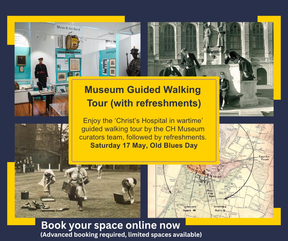 Join our amazing CH Museum curators for an exclusive Guided Walking Tour exploring Christ’s Hospital in Wartime—a powerful journey through history. 🏛️🍰

To mark the 80th Anniversary of VE Day, we’ll uncover life at CH during wartime.

events.christs-hospital.org.uk/events/old-blu…
