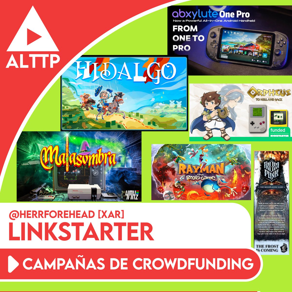 LinkToPodcast's tweet image. 🎮¡Nueva entrega de #Linkstarter! Campañas brutales:
🧙♂️Malasombra para NES @4mhz_es
🎲Rayman @FlyosGames y Frostpunk saltan al juego de mesa
🎮ABXYLute One Pro @ABXYLUTE
📖Hidalgo @infinite_thread
👾Orpheus en Game Boy @StudioLoading1
¡Descúbrelas!👾
open.spotify.com/episode/4ZAacx…