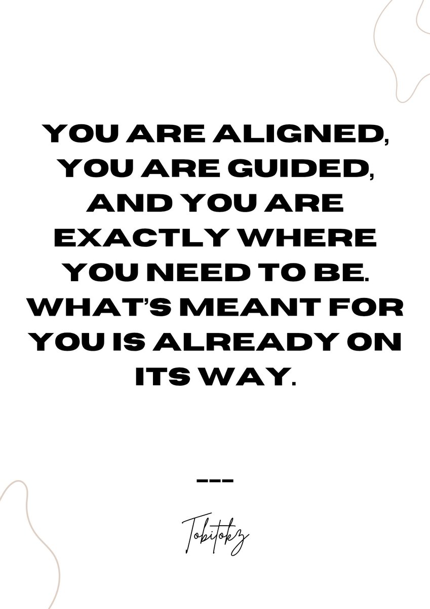 iamtobitokz's tweet image. Trust that what’s meant for you is already on its way. Keep going—everything is unfolding for your highest good.

#tobitokz #DailyAffirmation #PositiveVibes #FaithOverFear #Alignment #TrustTheProcess #YouGotThis