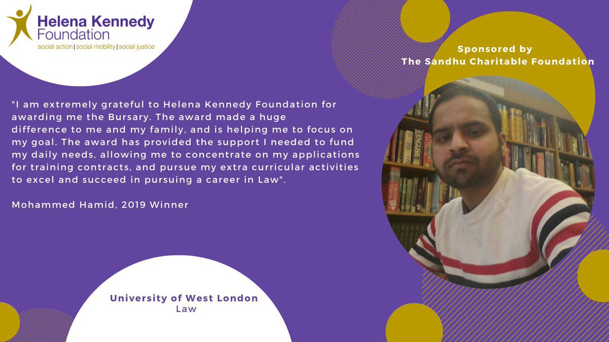 Mohammed was able to pursue a career in law thanks to a HKF bursary sponsored by the Sandhu Charitable Foundation.

If you think a bursary would benefit you, read more on how to apply! 

 Closing date: 8th May 2025

bit.ly/40HWBu3