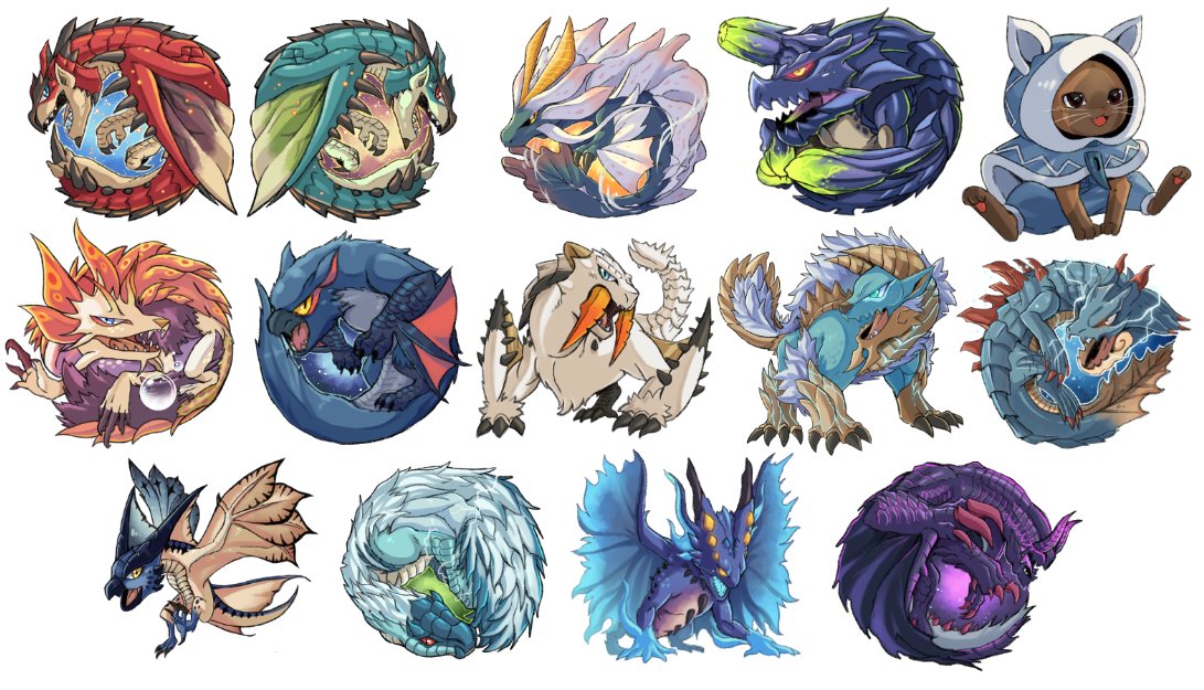 GouxRemy's tweet image. Pour l'instant voici tout les design de porte clé que j'ai fait de Monster Hunter, je travaille sur 3 nouveaux venant de Wilds ! Des idées de qui ça peut être ?