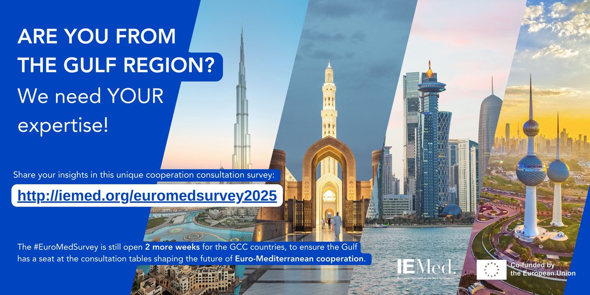The European Institute of the Mediterranean <a href="/IEMed_/">IEMed</a>, with the support of the <a href="/EU_Commission/">European Commission</a>, is launching a consultation to identify key priorities &amp; cooperation tools for MENA region.

If you'd like to have your say, participate in the survey by 20 April: iemed.org/euromedsurvey2…