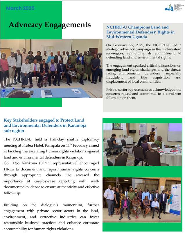 NCHRDs-UG (@nchrd_ug) on Twitter photo Hello everyone, have a look at some of our advocacy activities we conducted during the first three months of 2025.
You can as well read our full newsletter for the first quarter through the link; hrdcoalition.ug/wp-content/upl…
<a href="/crdefenders/">Civil Rights Defenders</a> <a href="/DKinUganda/">Denmark in Uganda</a> <a href="/DefendDefenders/">DefendDefenders</a> <a href="/DanishMFA/">Denmark MFA 🇩🇰</a> Hello everyone, have a look at some of our advocacy activities we conducted during the first three months of 2025.
You can as well read our full newsletter for the first quarter through the link; hrdcoalition.ug/wp-content/upl…
<a href="/crdefenders/">Civil Rights Defenders</a> <a href="/DKinUganda/">Denmark in Uganda</a> <a href="/DefendDefenders/">DefendDefenders</a> <a href="/DanishMFA/">Denmark MFA 🇩🇰</a>