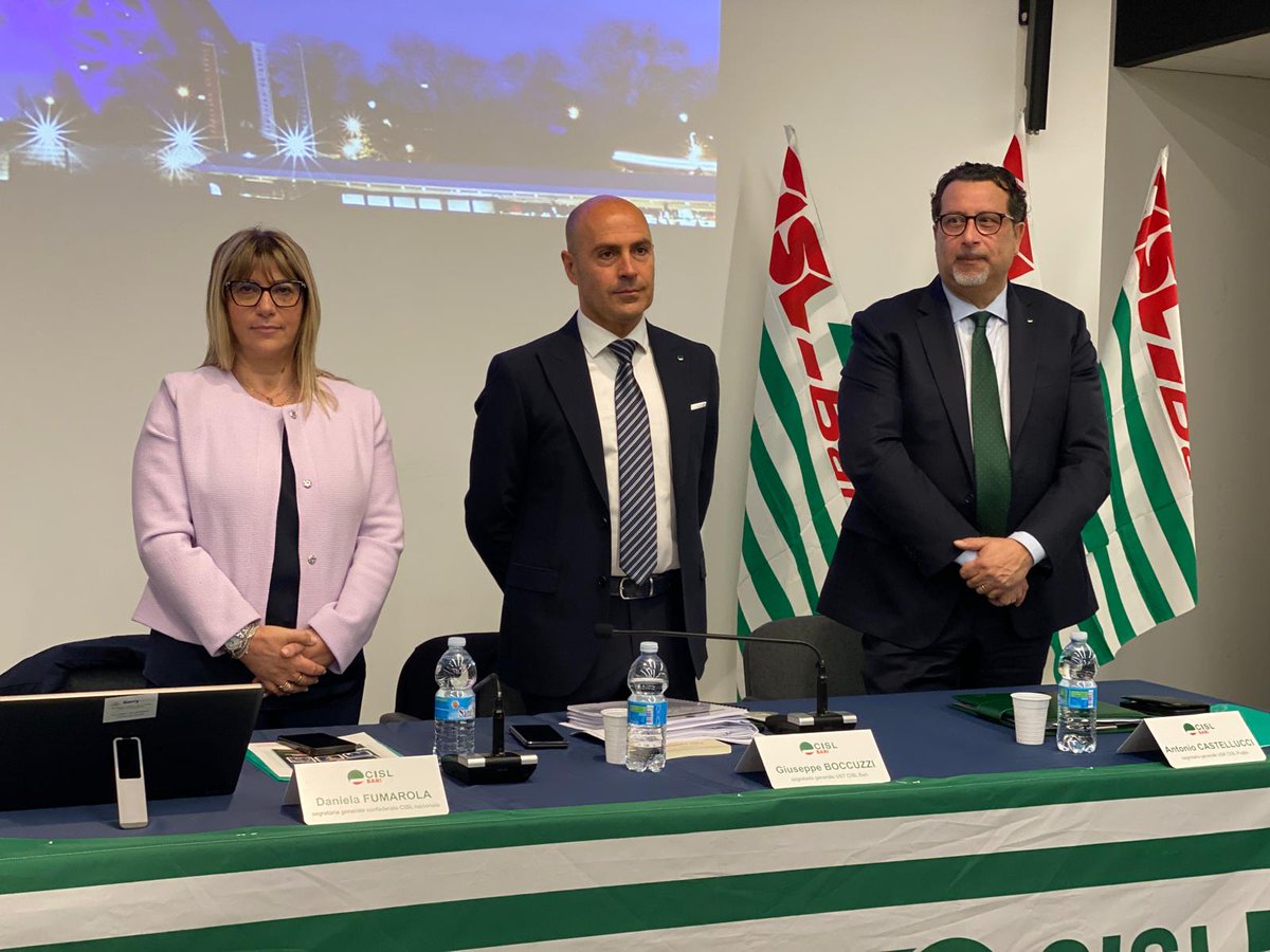 cisl_bari's tweet photo. Avviato a Bari il settimo congresso della @cisl_bari . Partecipano la Segretaria Confederale della @CislNazionale @DanFumarola il segretario generale @CislPuglia @CastellucciAnto e il segretario generale @cisl_bari @boccuzzibeppe https://t.co/BZHst8LLhT