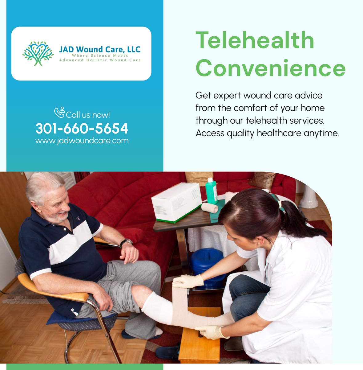 jadwoundcare's tweet photo. No need to travel for medical advice! Our telehealth consultations bring expert care to you. Call us today!

#ColumbiaMD #WoundCareServices #EasyAccess https://t.co/Cz0cOGO9EI