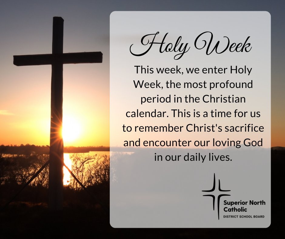 This week, we enter Holy Week, a sacred time to reflect on Christ’s sacrifice and embrace God’s love in our daily lives. May this journey deepen our faith and bring us closer to Him. #SNCDSB #FaithAndJustice
