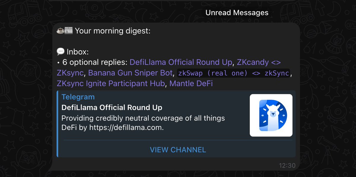 getchiho's tweet image. Your morning digest:

Each morning our Telegram AI Assistant sends you a message, linking to your highest priority messages in your inbox