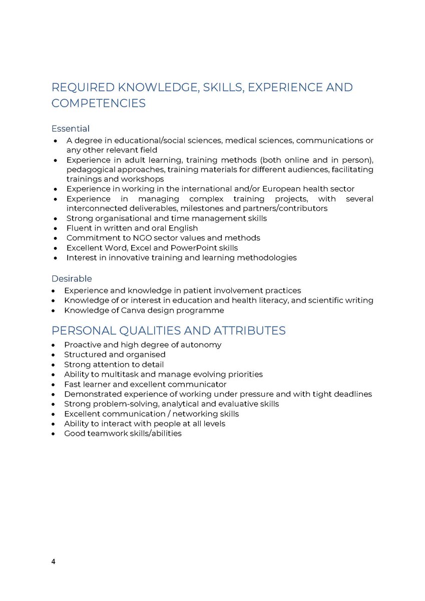 🚨 We're hiring! EUPATI is looking for a part-time Instructional Design and Training Coordinator (consultancy, remote) to support patient-focused training across multiple EU-funded projects.
📄 Job details &amp; how to apply: 👉 bit.ly/3YpU47l
#Joinourteam #JobOpportunity
