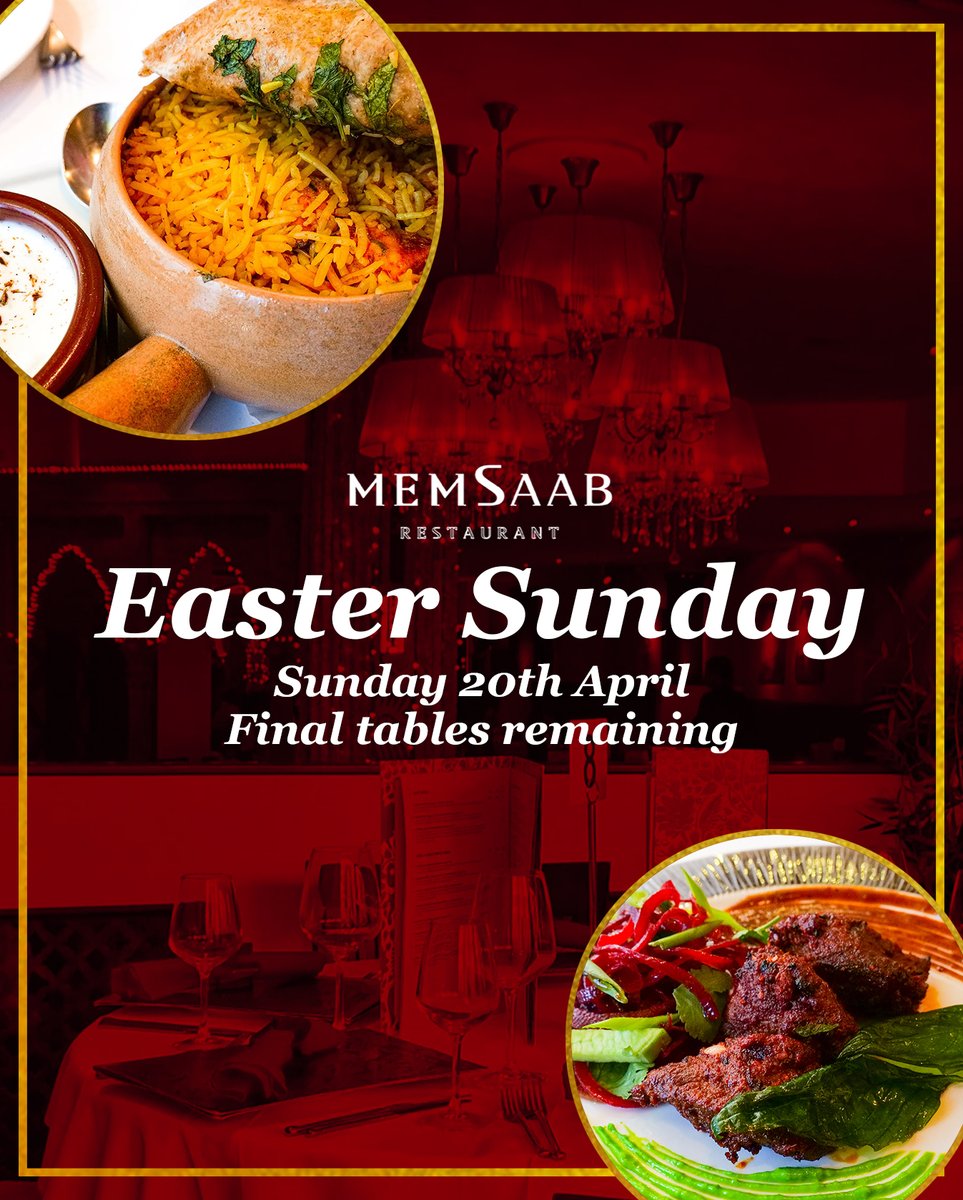 Celebrate Easter Sunday with us at MemSaab ✨

Make the most of the long weekend with a wonderful meal in our award-winning restaurant 🥘

Availability is limited so be sure to book ahead to avoid disappointment! Book your table - bit.ly/MemSaabNotting…