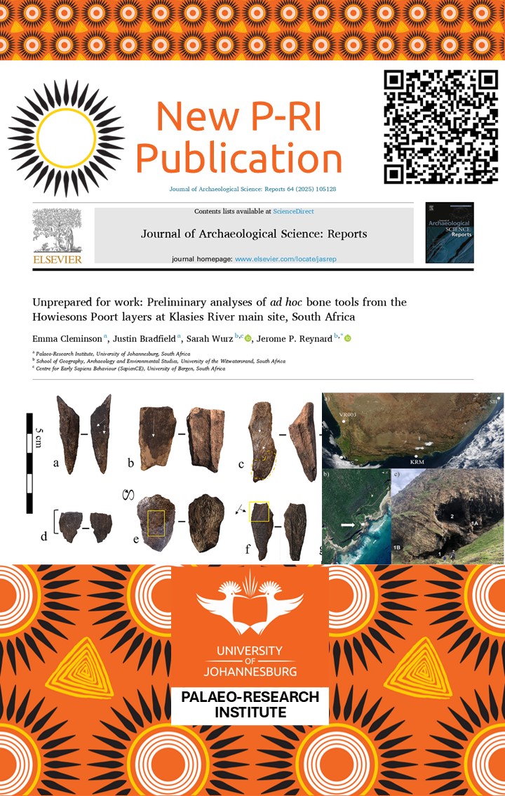 UJ Palaeo-Research Institute (@ujpalaeo) on Twitter photo Today's publication is by P-RI's Emma Cleminson & Justin Bradfield on bone tools from Klasies River. You can access the article through the QR code link below.
<a href="/UjHumanities/">UJ Faculty of Humanities</a> <a href="/go2uj/">University of Johannesburg</a> Today's publication is by P-RI's Emma Cleminson & Justin Bradfield on bone tools from Klasies River. You can access the article through the QR code link below.
<a href="/UjHumanities/">UJ Faculty of Humanities</a> <a href="/go2uj/">University of Johannesburg</a>