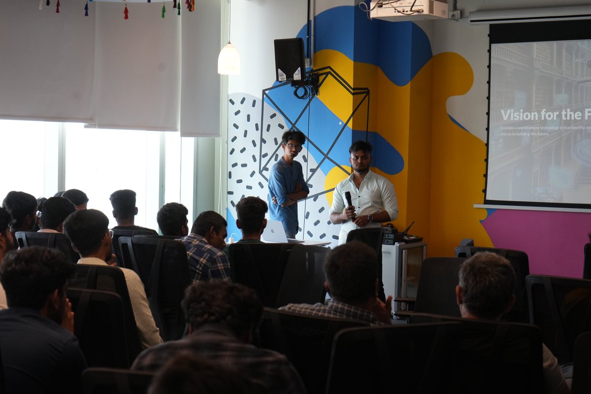 0xkaushik_k's tweet photo. Successfully hosted Restaking Day Chennai last Saturday by @eigencloud !

📍 50+ builders joined us for 🔹 4 deep-dive tech talks 🔹 2 hands-on AVS &amp; restaking workshops 🔹 Infra-native networking 🔹 Good vibes, great food

Pushing the frontier of modular security 🌐⚙️ https://t.co/Wzw32azRgX