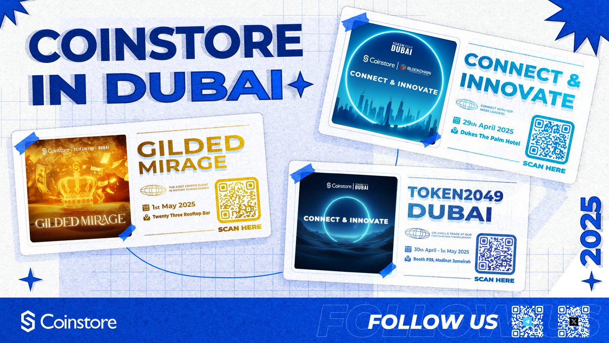 🔥Coinstore is taking over #TOKEN2049 Dubai! 🔥

3 iconic events, 1 unforgettable week !

 What you're in for:
🔹The first ever crypto event to literally RAIN MONEY
🔹Connect &amp; mingle with top Web3 leaders
🔹Chill &amp; explore Coinstore's exclusive crypto bar
🔹Limited edition merch