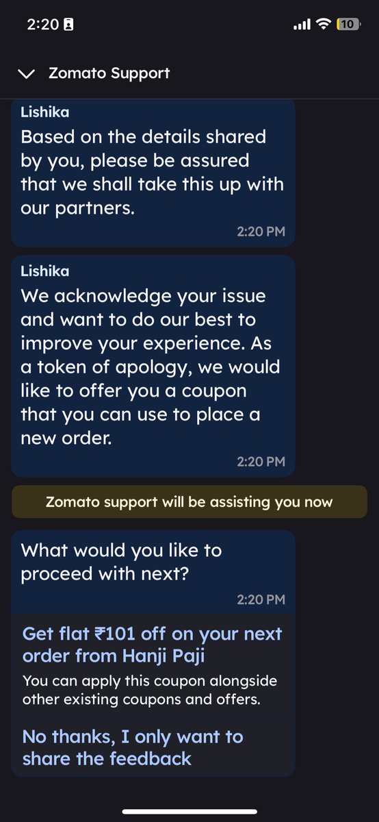Zomato giving 100 rupees for total spoiled food, aek delivery to dhang se karlo <a href="/zomato/">zomato</a>
