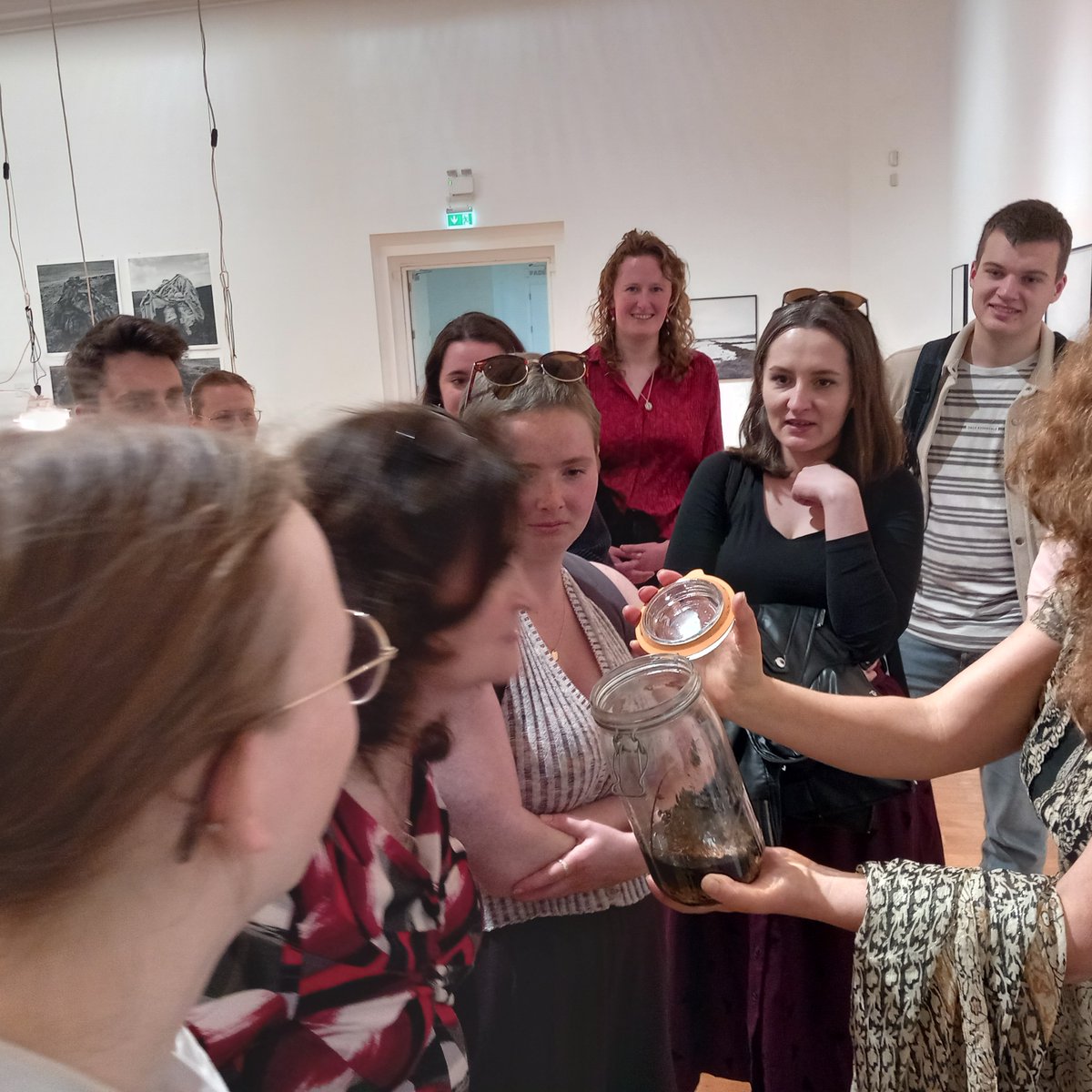 mathiassenge's tweet photo. Nice group outing seeing the #bogskin exhibition 🖼️🎨@RHAGallery and visiting with our artist friend @SioMcDonald 😀Great to see that #ArtScience is alive and flourishing! https://t.co/hRmNaso8cx