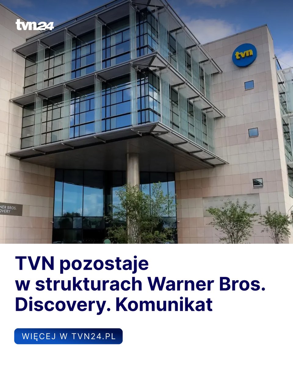 Publikujemy wysłany w poniedziałek rano komunikat od president &amp; managing director Warner Bros. Discovery w Polsce oraz CEO TVN Kasi Kieli i president Warner Bros. Discovery ds. międzynarodowych Gerharda Zeilera.

tvn24.pl/polska/tvn-poz…