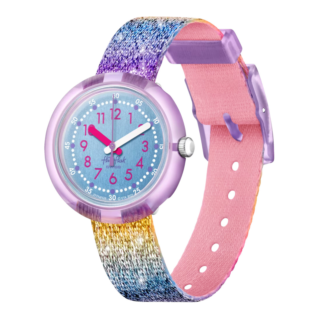 🌈 Lernen mit Freude – Shine in Rainbow von Flik Flak
Zeitlernen kann so bunt sein! Die Kinderuhr Shine in Rainbow vereint spielerisches Lernen mit fröhlichem Design und Glitzer-Details – ideal für kleine Heldinnen und Helden des Alltags. #Kinderuhr #FlikFlak #Lernuhr