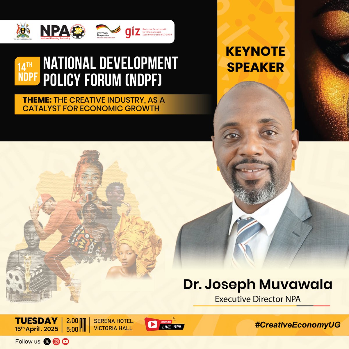 Tomorrow, I will give a keynote address on the creative industry in Uganda at the 14th National Development Policy Forum(#NDPF) hosted by the <a href="/NPA_UG/">National Planning Authority 🇺🇬</a>. #CreativeEconomyUG
