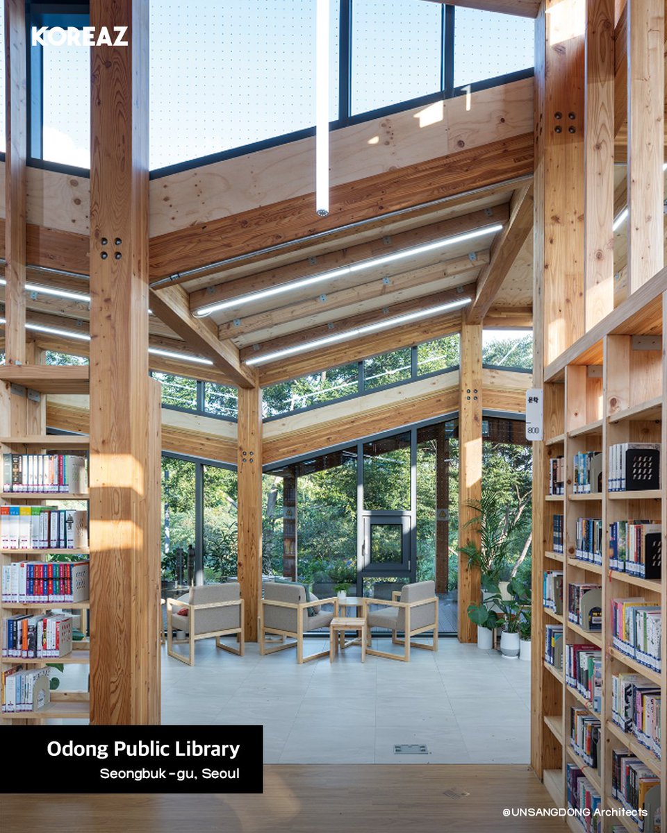 mofa_koreaz's tweet image. Explore four locations in Seoul ideal for uninterrupted reading and quiet reflection.📖

📍Inwangsan Forest Shelter
📍Odong Public Library
📍Cheongun Literature Library
📍Bangbae Forest Library

#koreaz #seoul #library #books #libraryweek #forestlibrary