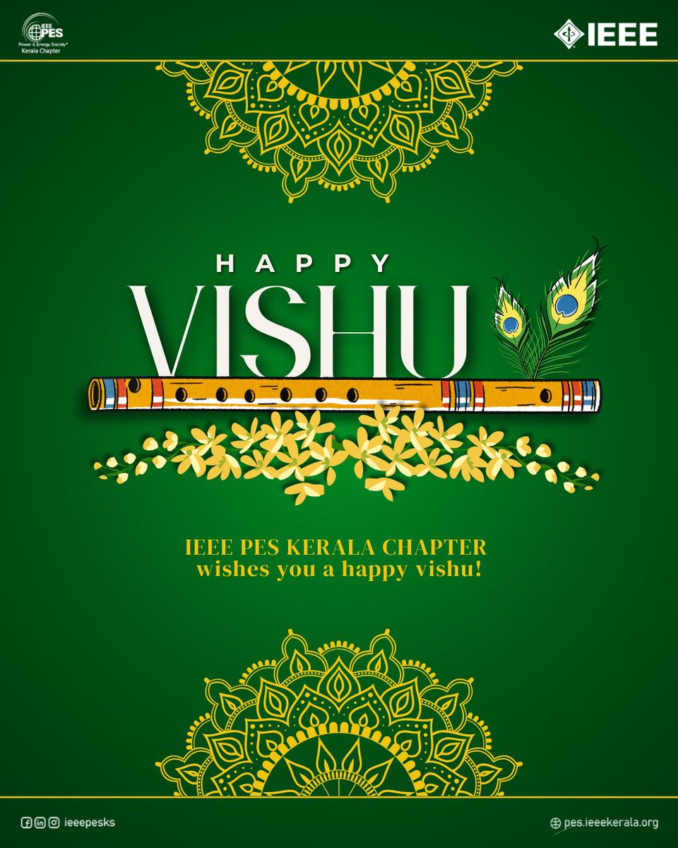ieeepesks's tweet image. Wishing you all a joyful and prosperous Vishu!
May this new beginning bring abundance, peace, and happiness to you and your loved ones.
Let your life bloom like the Vishukkani and shine brighter than ever!
— IEEE PES Kerala Chapter

#IEEE #IEEEPES #IEEEPESKC #Vishu #SLTYP