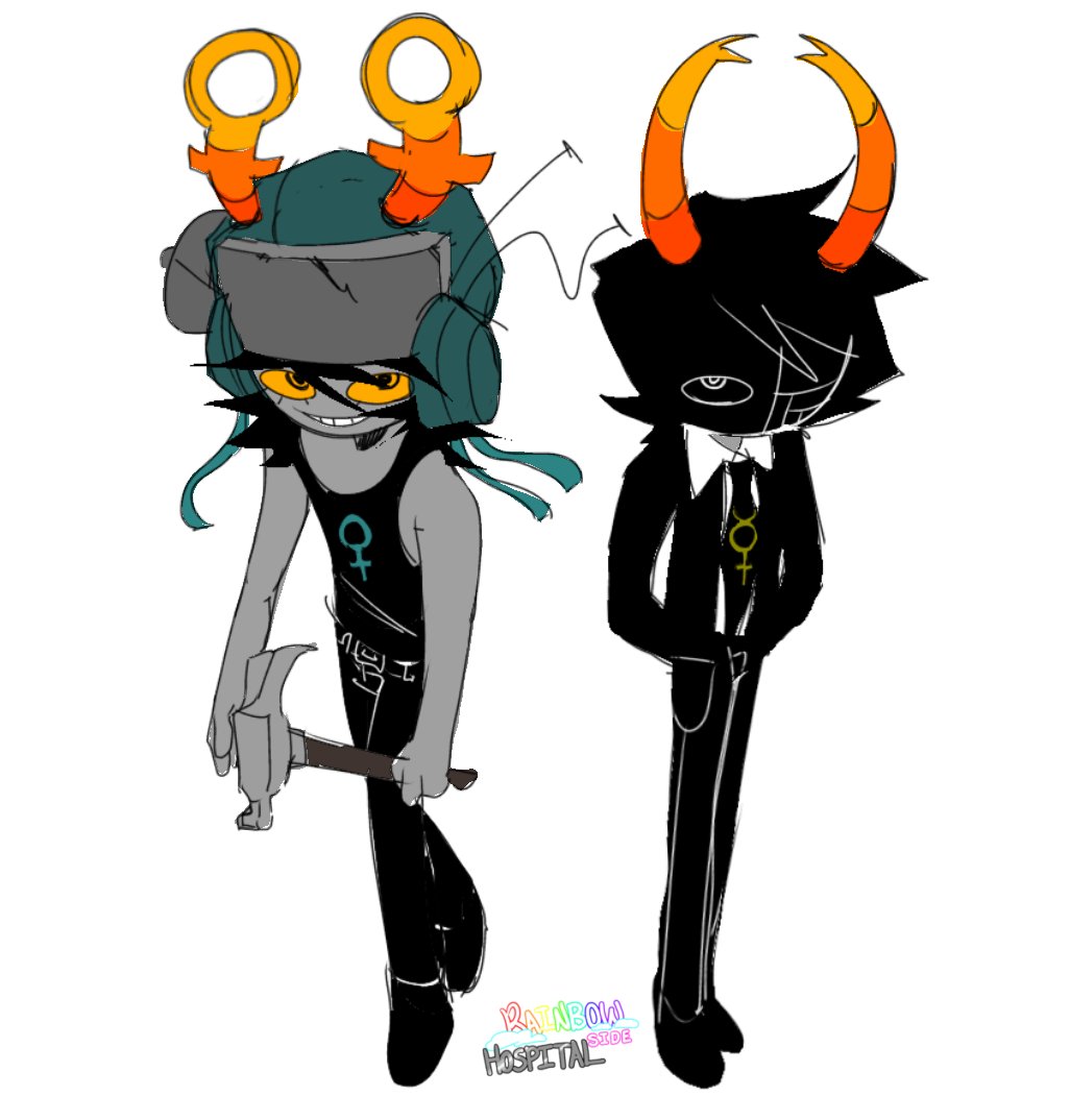 Someone requested them as trolls and well.. wouldn't you look at the date..
I went off real Mercury and Venus's zodiacs, and put theirs based off the mind powers and personality terezi and sollux has. It's also been years since i read homestuck. I'm rusty.
#psychopomp #Homestuck