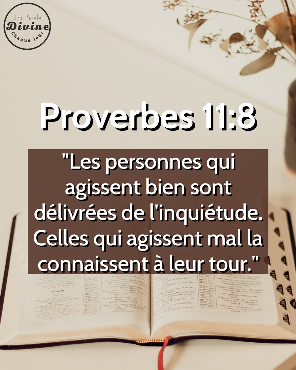 UneParoleDivine's tweet photo. Partage autour de toi pour en faire bénéficier aussi tes proches.

#UneParoleDivineChaqueJour #Proverbes #Proverbes11Verset8 #Bible #VersetBibliqueDuJour #VersetBiblique #VersetDuJour #LeVersetDuJour #Proverbes11 #Jesus #JesusChrist #Dieu  #Proverbes11V8 https://t.co/4DVGv0kTrU https://t.co/M7vSSelRFX