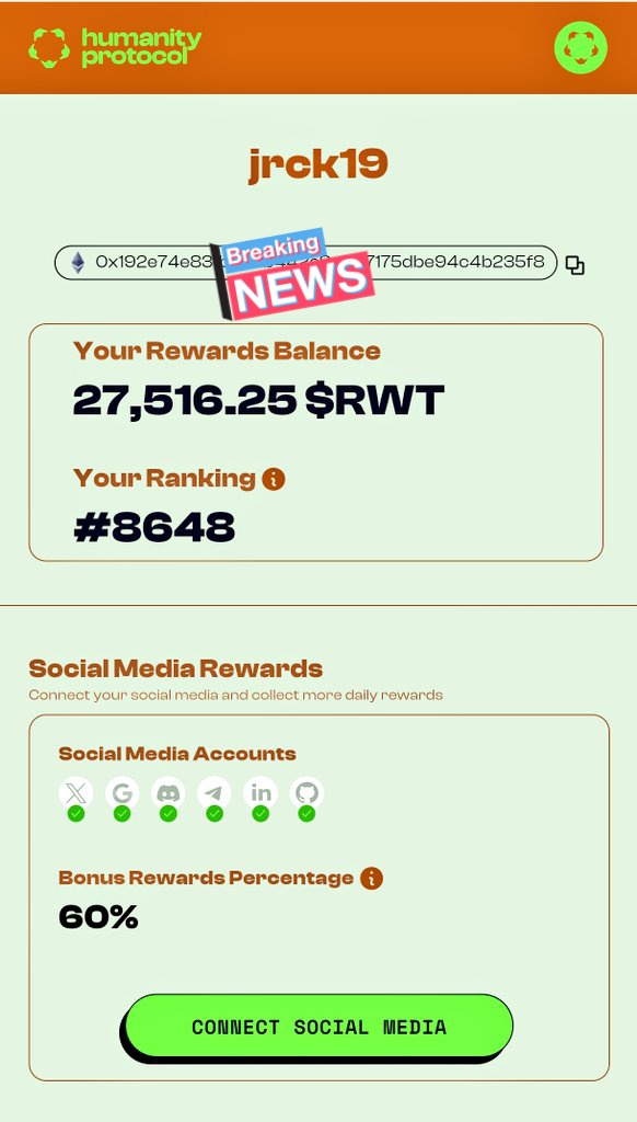 Up to 50% airdrop bonus in <a href="/Humanityprot/">Humanity</a> if you yap yap yap.

<a href="/Humanityprot/">Humanity</a> x <a href="/KaitoAI/">Kaito AI 🌊</a> 

Join
testnet.humanity.org/login?ref=jrck…