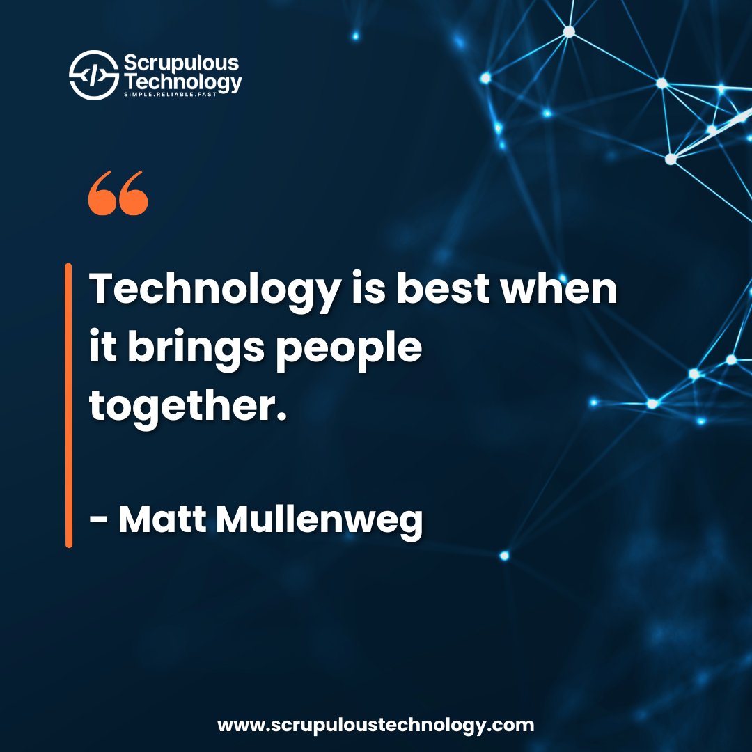 ScrupulousTech's tweet image. Technology is best when it brings people together – Matt Mullenweg. 

#Innovation #Technology #FutureReady #TechSolutions #ScrupulousTechnology #ITInnovation #DigitalTransformation #BusinessGrowth