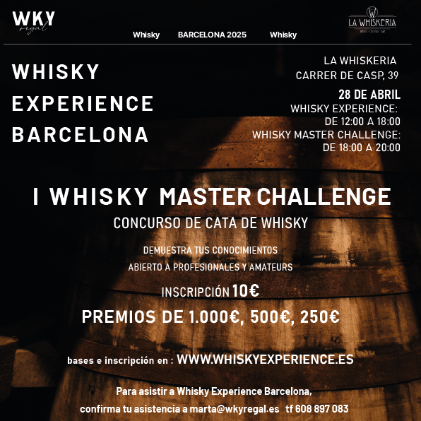 wkyregal's tweet photo. 𝗜 𝗪𝗵𝗶𝘀𝗸𝘆 𝗠𝗮𝘀𝘁𝗲𝗿 𝗖𝗵𝗮𝗹𝗹𝗲𝗻𝗴𝗲
📅 28 de abril
📍 La Whiskeria Barcelona
🎟️ Inscripción: 10 €
🏆 Premios de 1.000 €, 500 €, 250 €
➡️ Abierto a profesionales y amateurs
👉 https://t.co/QimRiCuG8H
#WhiskyMasterChallenge #WhiskyLovers #WhiskyExperience2025 https://t.co/JEODEvK6vF