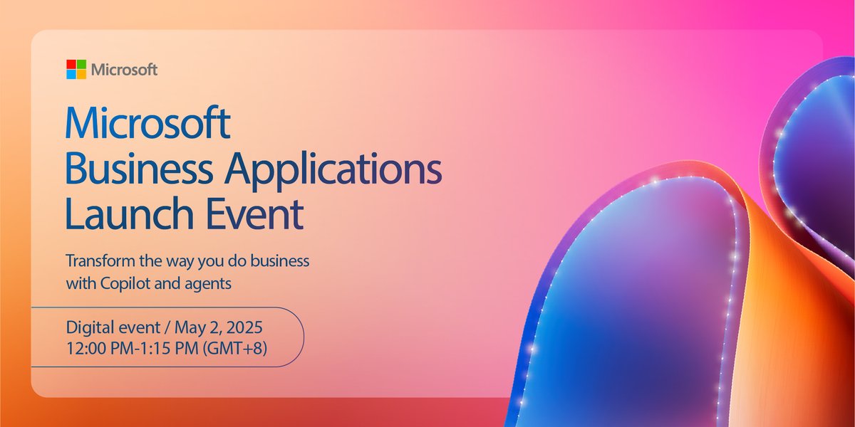 MicrosoftID's tweet image. Percepat proses bisnis dengan AI. 

Pelajari caranya di Acara Peluncuran Aplikasi Microsoft Business. msft.it/6010qA6mo  

#MSBizAppsLaunchEvent