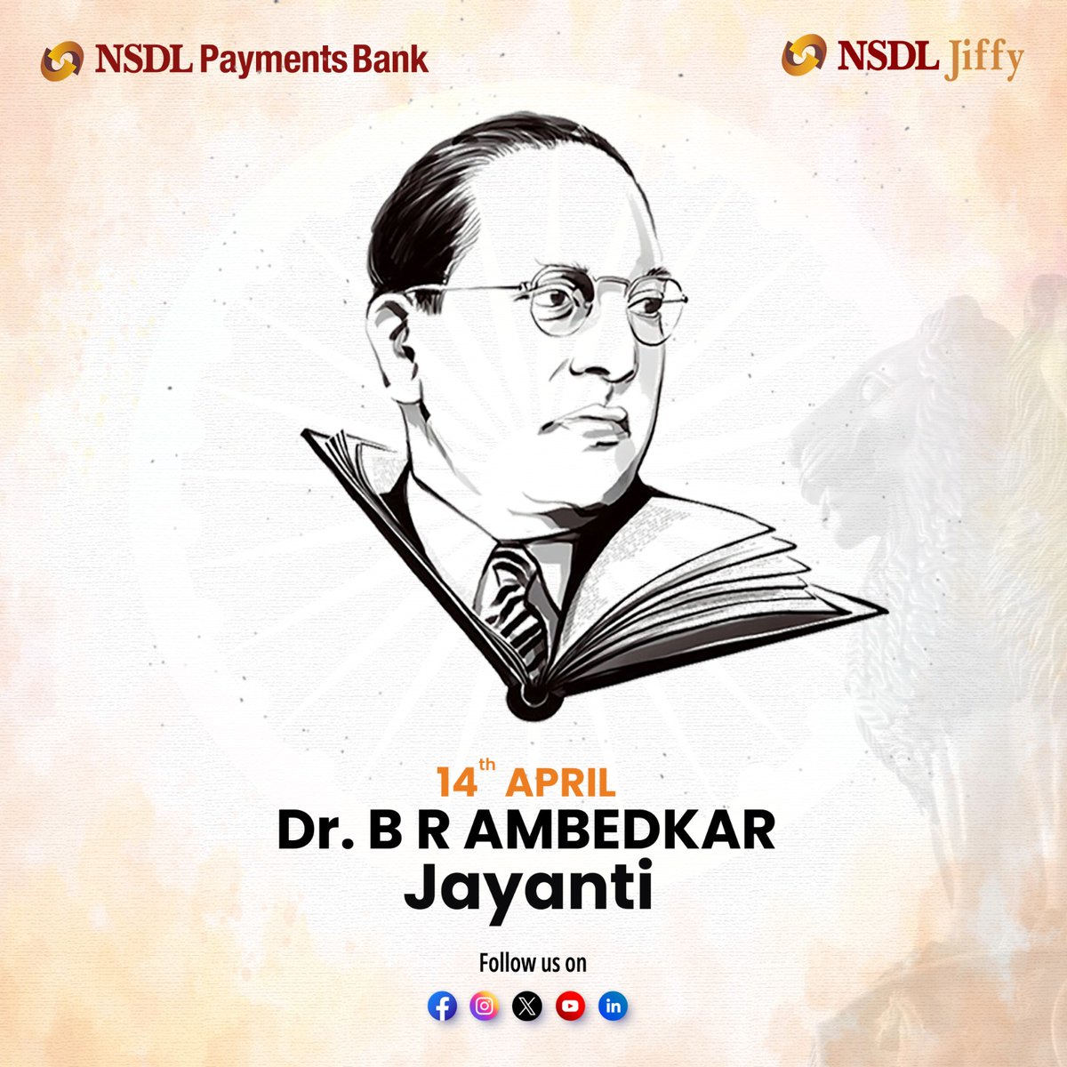 nsdlpb's tweet photo. At #NSDLPaymentsBank, we draw inspiration from #DrBRAmbedkar's vision of economic empowerment. His words remind us that true progress begins with financial inclusion for all.  #FinancialInclusion #EconomicEmpowerment #InclusiveBanking #DigitalBanking https://t.co/Yo7caktmrG