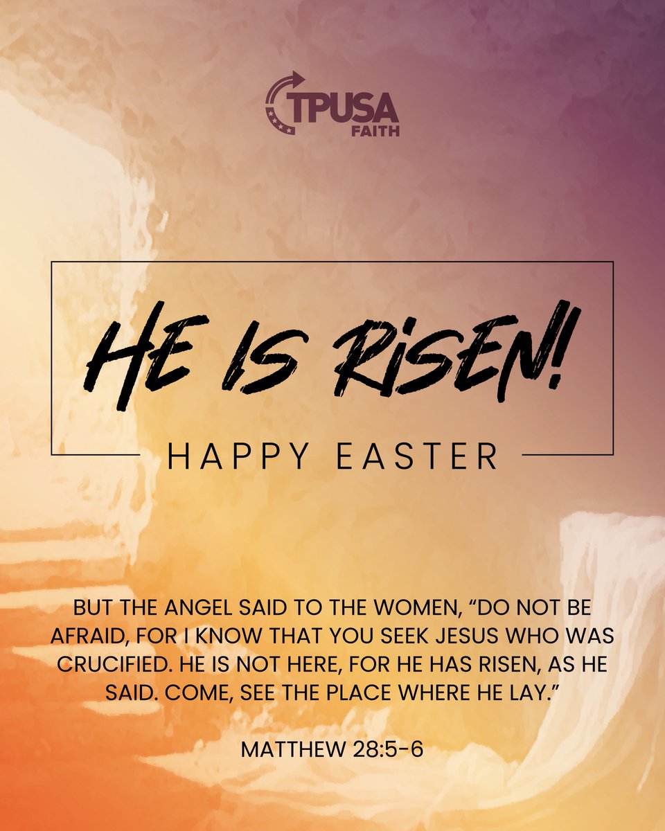 tpusafaith's tweet photo. The Tomb is EMPTY—He is not here! ✝️
Today, we celebrate the greatest victory in human history: the resurrection of our Lord and Savior, Jesus Christ! 🙌

Death is defeated. The grave has no hold. Through Christ, we have eternal life, unshakable hope, and true freedom.

Let’s live boldly and share the Gospel—every day.