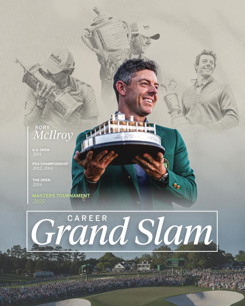 History is made! What a Masters! ⛳️ 

Congratulations to Rory McIroy as he seals the deal in a nail biting finish at Augusta and becomes the sixth man to achieve the career Grand Slam. 

Fantastic to see him have his moment in the Green Jacket 🎉

Well Done Rory! 

#TheMasters
