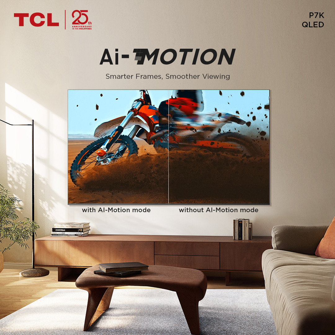 TCLPH's tweet image. With TCL P7K’s AI Motion, immerse yourself in a world where every frame flows with precision, and each moment is brought to life with unparalleled clarity.

#TCLPK7 #TCLQLEDUpgrade #TCLStepIntoQLEDBrilliance #TCLPhilippines #TCLInspireGreatness